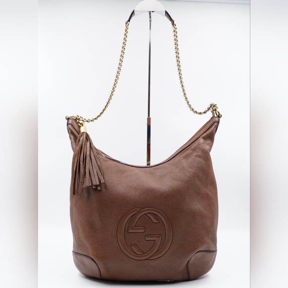 AX14❤️ GUCCI Cellarius Calfskin Soho Chain Hobo - Picture 1 of 13